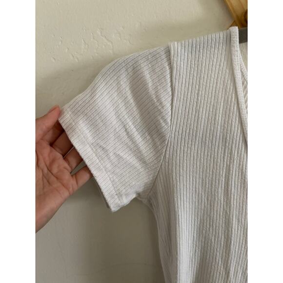 Abercrombie & Fitch Top Women's Bodysuit Thong White Short Sleeve Back Cut Out - Picture 3 of 6